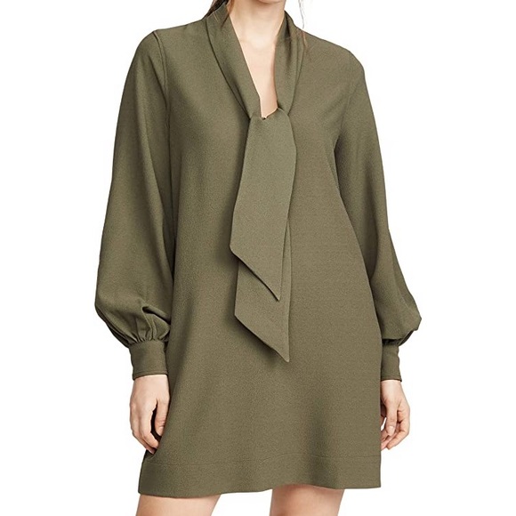 Ganni tie neck crepe shift dress - Picture 10 of 13